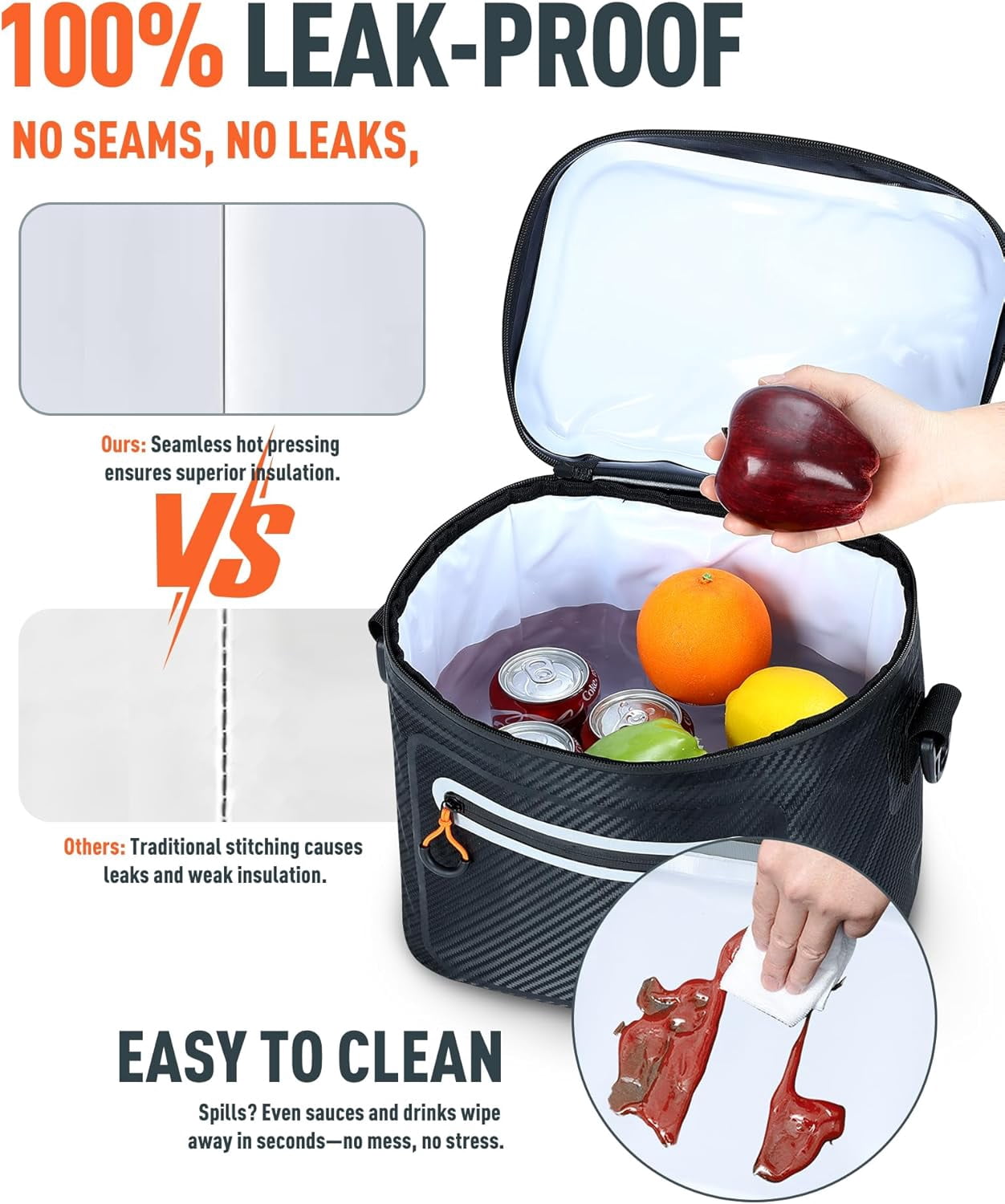 Soft-Sided Cooler Bag, 7/16/30 Can Insulated Lunch Box, Waterproof, Leak-Proof, Portable Lunch Bag for Work, Beach, Drink, Travel, Camping, Picnic