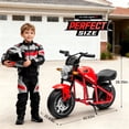 thumbnail image 2 of Track Seven 24V Kids Electric Motorcycle, 300W Electric Dirt Bike Up to 11 Mph, Twist-Grip Throttle, Hand Rear Brake, 14" EVA Tires, Music, Light, Dual Suspension, Motocross Toy for Kids Age 6+, Red, 2 of 8