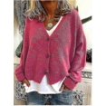 thumbnail image 2 of Womens Sweater Knitted Casual V-neck Solid Color Cardigan Sweater, 2 of 4