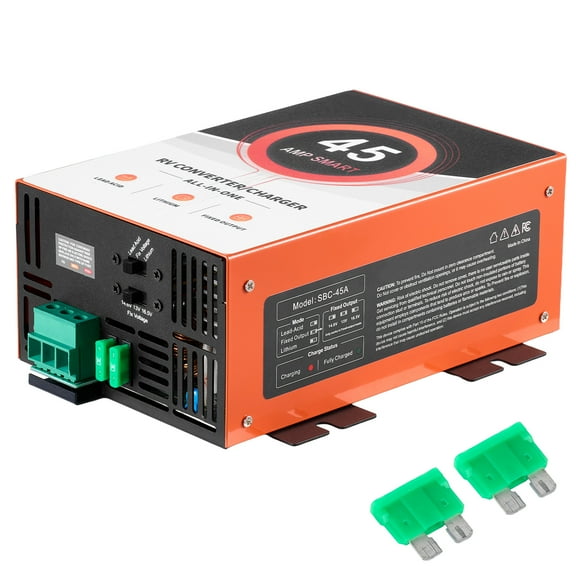 KFFKFF 45 Amp RV Power Converter, 110V AC to 12V DC Battery Charger, Multi-Stage Smart Charging, 13V-16.5V Range, Works with Lithium & Lead-Acid Batteries, Ideal for Campers