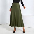 thumbnail image 2 of Yuanlong Womens Skirt Elegant Satin High Waist Ruffle Skirt A Line Flowy Soft Casual Daily Party Dating Vacation Maxi Skirt, 2 of 5