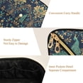 thumbnail image 5 of FORMRS Makeup Bag Travel Cosmetic Organizer for Women Fold Flat Zipper Pouch with Handle, Navy Blue Peacock Pattern, 5 of 8