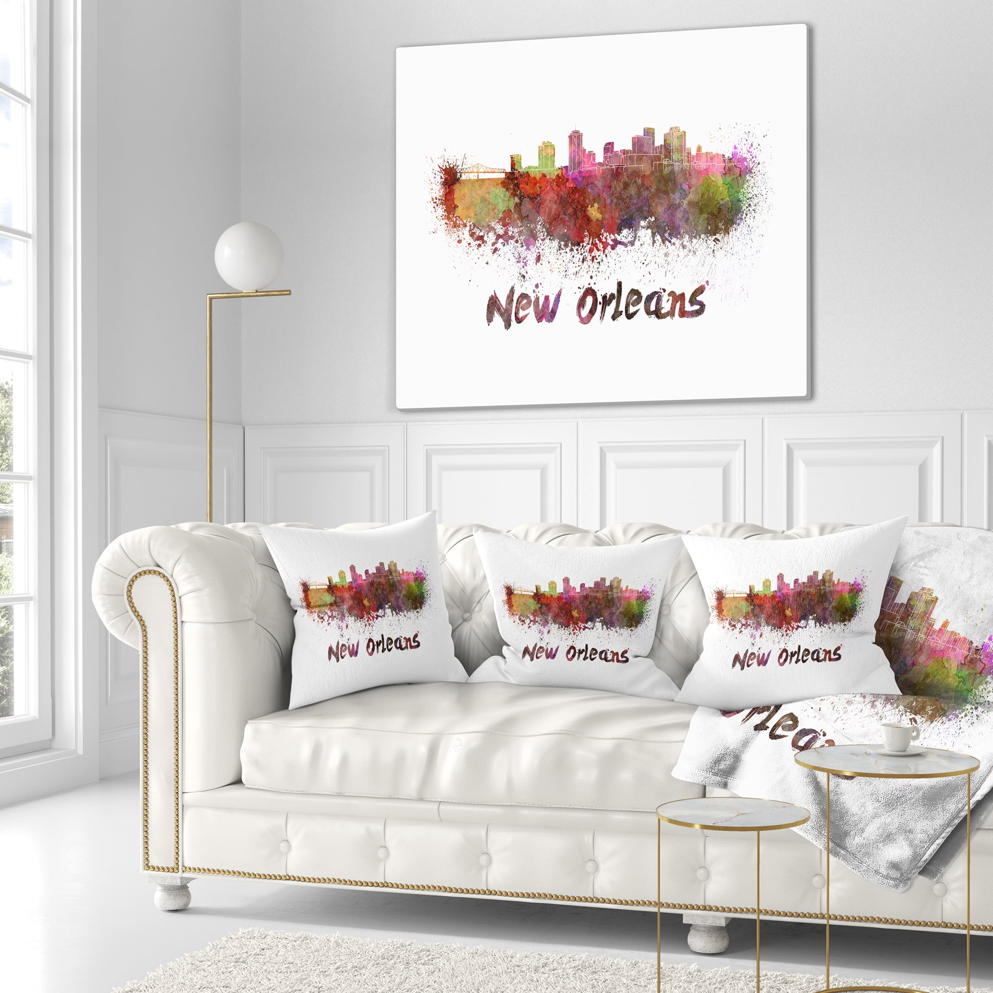 Designart New Orleans Skyline - Cityscape Throw Pillow - 16x16
