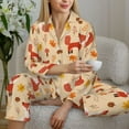 thumbnail image 6 of Pofeuu Cute Foxes Print Womens Pajamas Set Long Sleeve Sleepwear Button Down Nightwear Soft Pj Lounge Sets Button Down Pajamas Women-Large, 6 of 7
