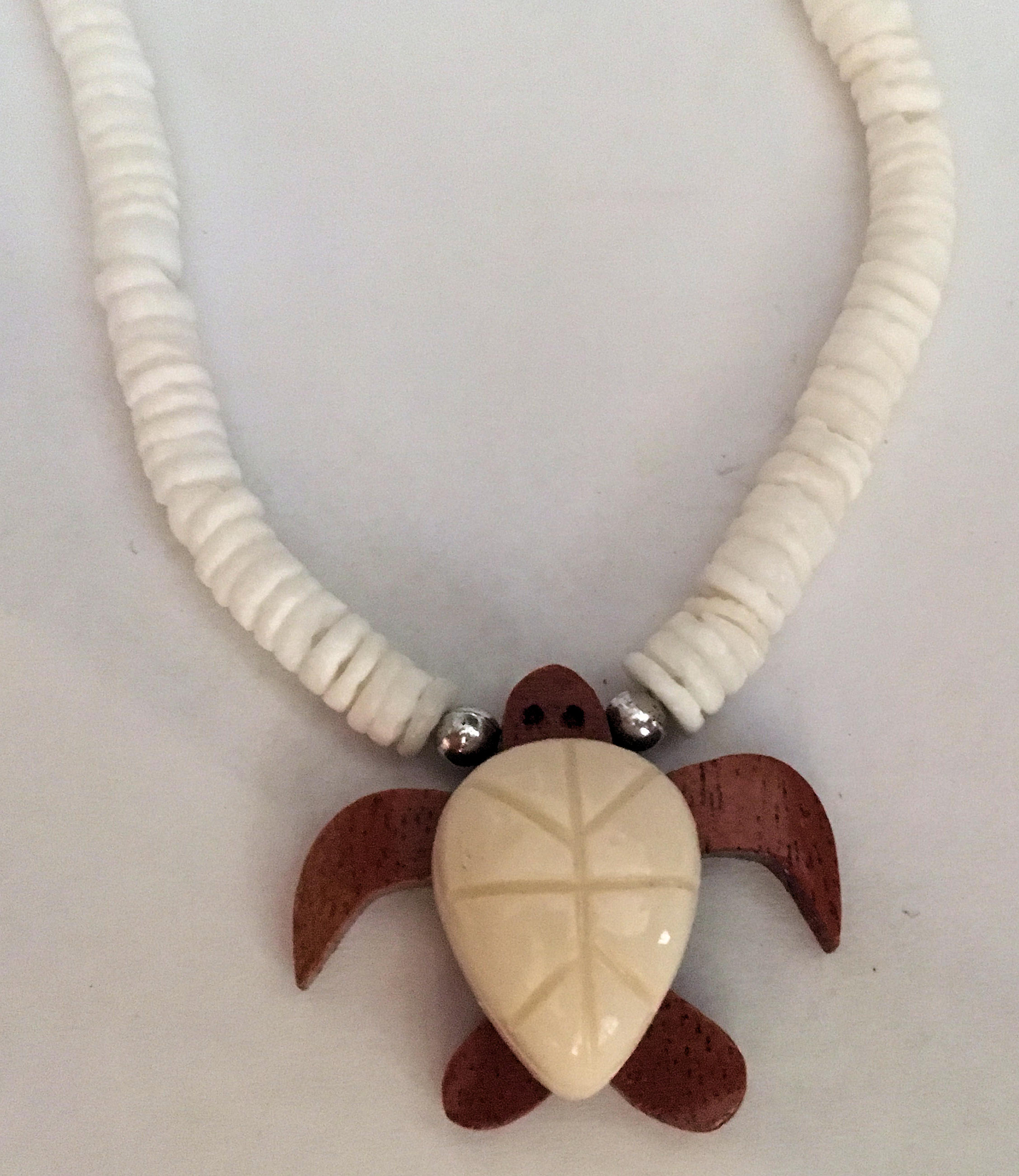 Puka Shell Beads \u0026 Wood Turtle Necklace 