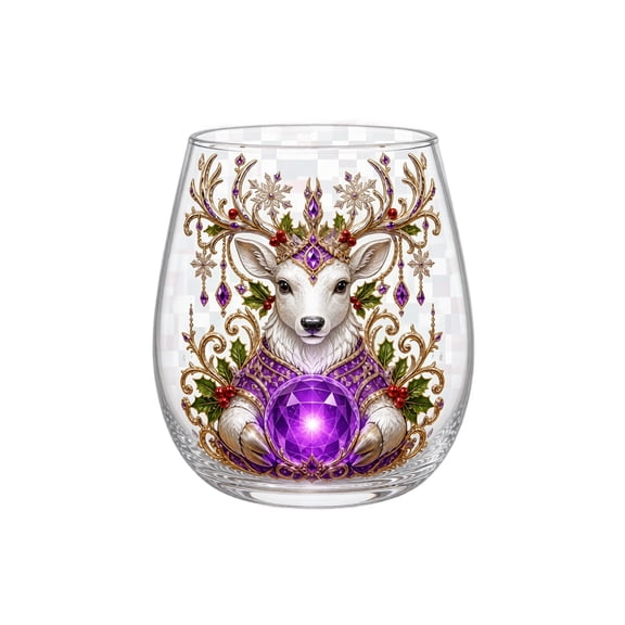 MInHoues 2026 New Christmas Themed Stemless Glass Cup, Festive Holiday Tumbler Cup with Xmas Print, Clear Glass Drinkware for Everyday Beverages Drinks and Christmas Holiday Party Decor-B
