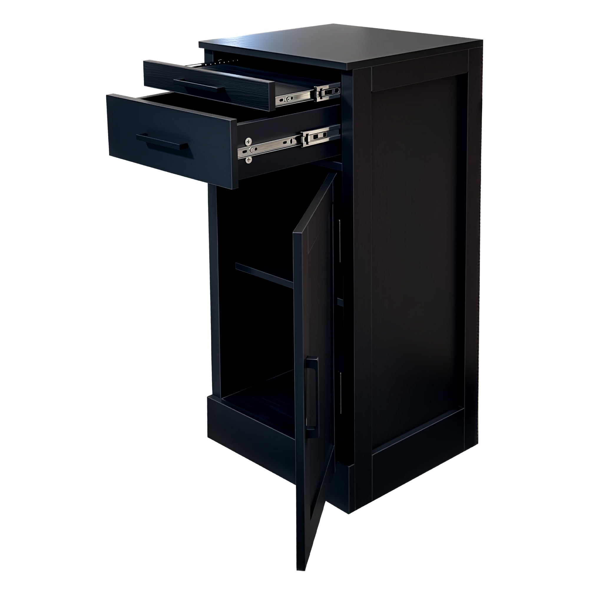Wine Bar Cabinet Storage Hutch with Drawer Open Shelf for Dining Room, Black