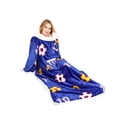 thumbnail image 3 of Catalonia Wearable Fleece Blanket with Sleeves and Pocket for Women Men, Super Soft Microplush Adult Wrap Full Body Blanket Robe for Lounge Couch 70" x 52", 3 of 6