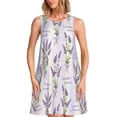 thumbnail image 1 of Easygdp Lavender Flowers para Vestido Transpirable de Mujer, Vestido Suelto de Manga Corta con Pliegues y Bolsillos para el Verano, 1 of 7