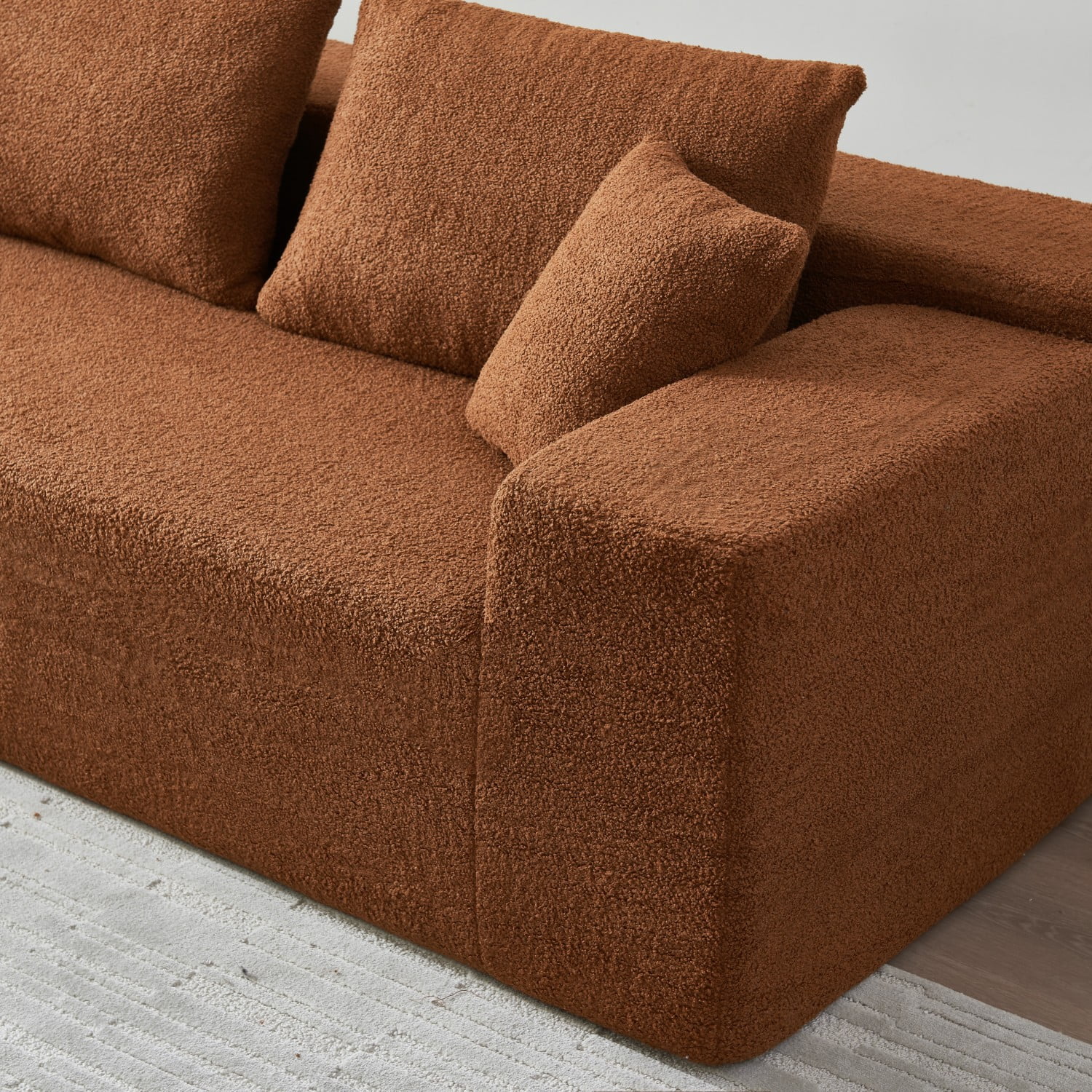 Gewnee Modern Lamb Modular High Density Sponge L Shaped Modern Sectional Sofa Couch with Chaise Lounge & Pillows, Upholstered Corner Cloud Couch for Living Room,