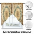 thumbnail image 3 of Vintage Flowers Pattern Swag Curtain Valance for Windows, Blue Classical Bohemian Retro Window Treatments Short Swag Topper for Kitchen Windows Bathroom Bedroom, 36"x45", 3 of 8