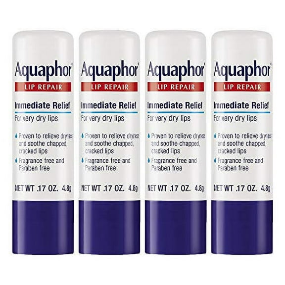 Aquaphor Lip Repair Stick - Soothes Dry Chapped Lips - 0.17 Ounce (Pack of 4)
