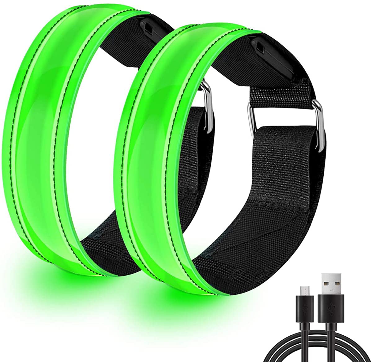 Details about   Rechargeable LED Armband Ankle USB Flash Light for Night Running Walking Cycling 