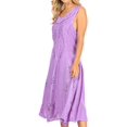 thumbnail image 3 of Sakkas Lila Women's Midi Sleeveless Floral Boho Casual Rayon Dress Adjustable - Purple - S/M, 3 of 5
