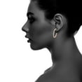 thumbnail image 6 of X & O Women's Rose Gold Plated 20mm J-Hoop Earrings with White Crystals, 6 of 8