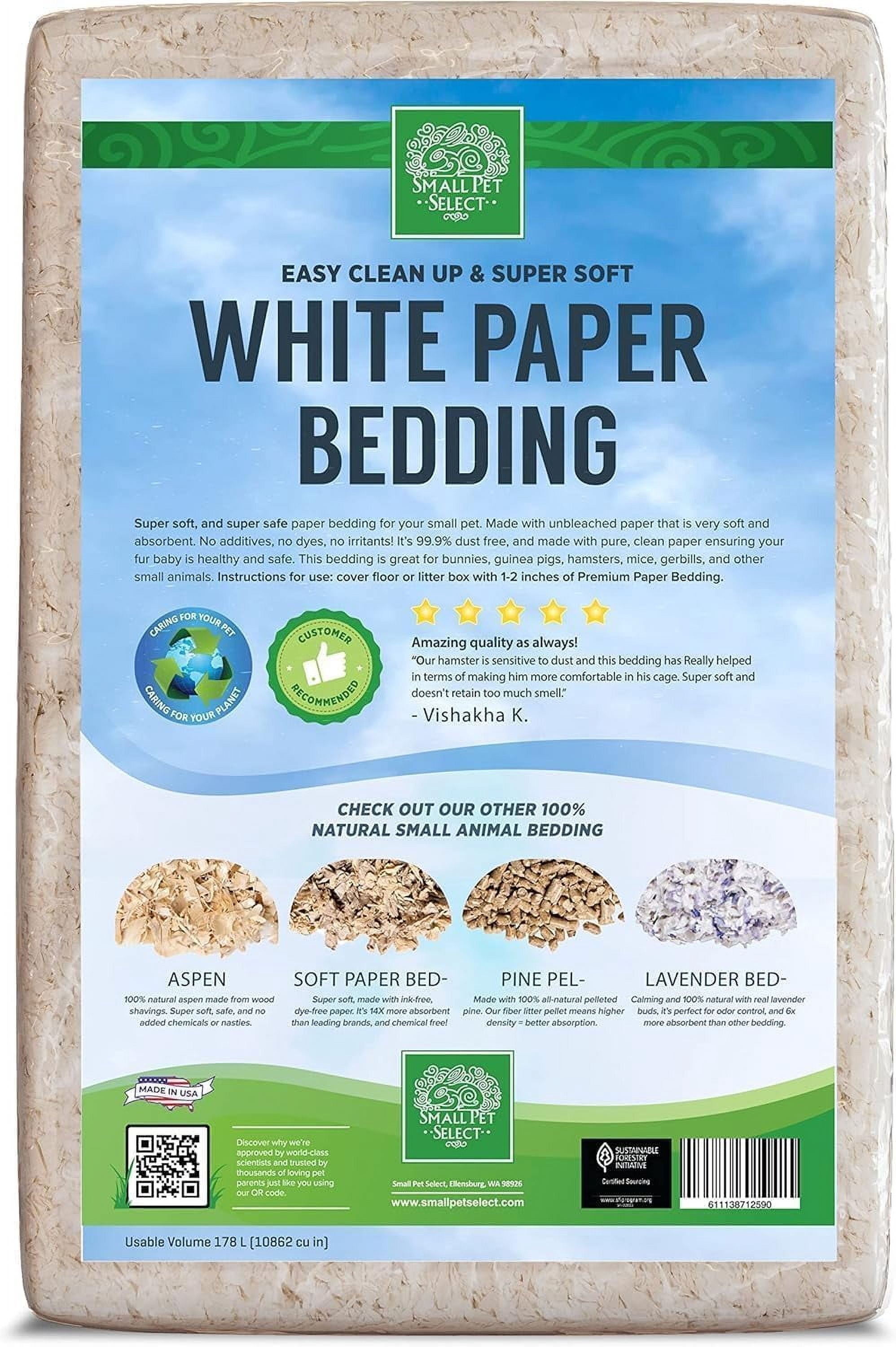 Small Pet Select JMWB Unbleached White Paper Bedding, 178 L