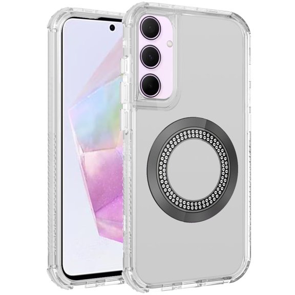 For Samsung Galaxy A36 Magnetic Circle Compatible with Magsafe, Hybrid Chrome 3in1 Transparent Shockproof TPU Bumper Cover, XPM Phone Case [Clear]