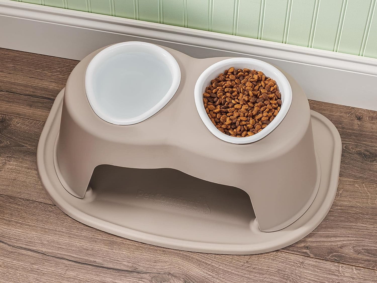 WeatherTech Double High Pet Feeding System w/Plastic Dog/Cat Bowls - 12" High Stand Tan (PDHC6412TNTN)