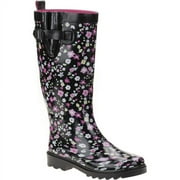 Women's Shiny Ditzy Floral Print Rain Boots