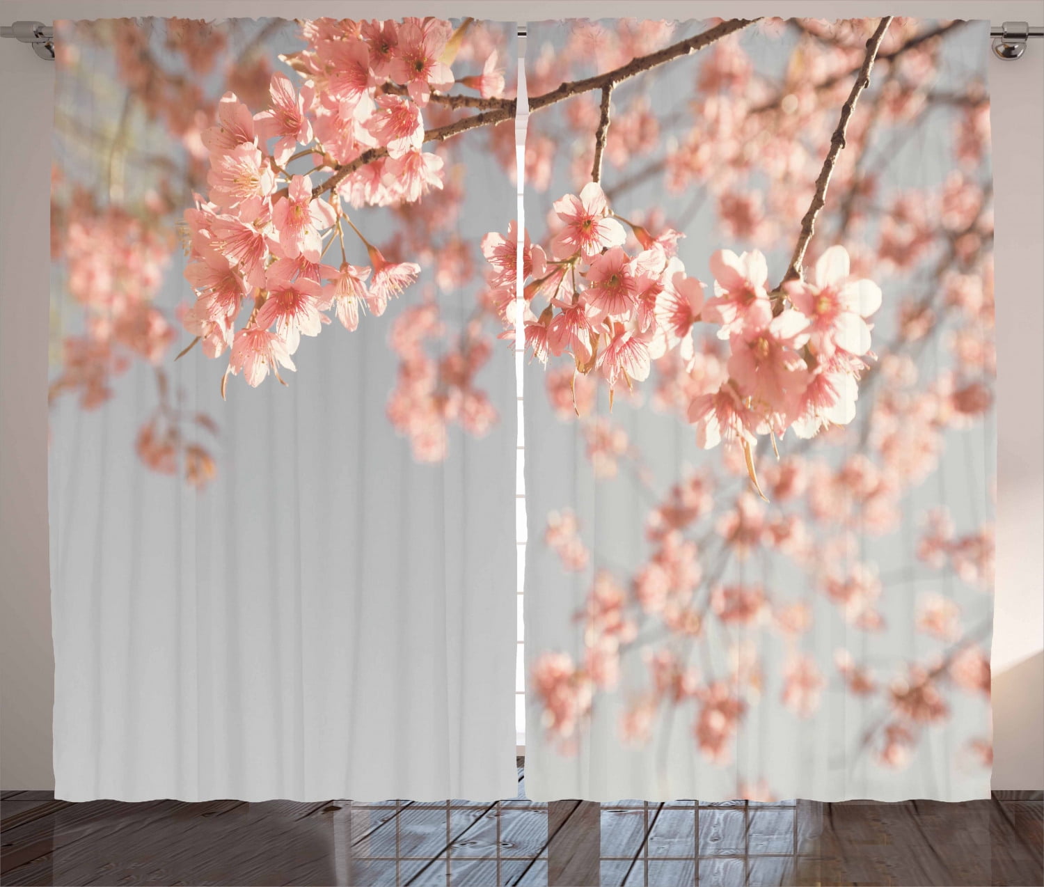 Peach Blossom Path 3D Curtain Blockout Photo Printing Curtains Drape Fabric 