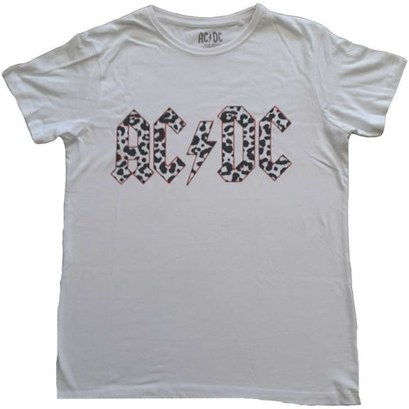 AC/DC Ladies T-Shirt: Mono Leopard Print Logo (10)