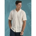 thumbnail image 2 of Havanera Men's and Big Men's Embroidered Panels Short Sleeve Linen Cotton Button-Down Shirt, Sizes S-5XL, 2 of 8