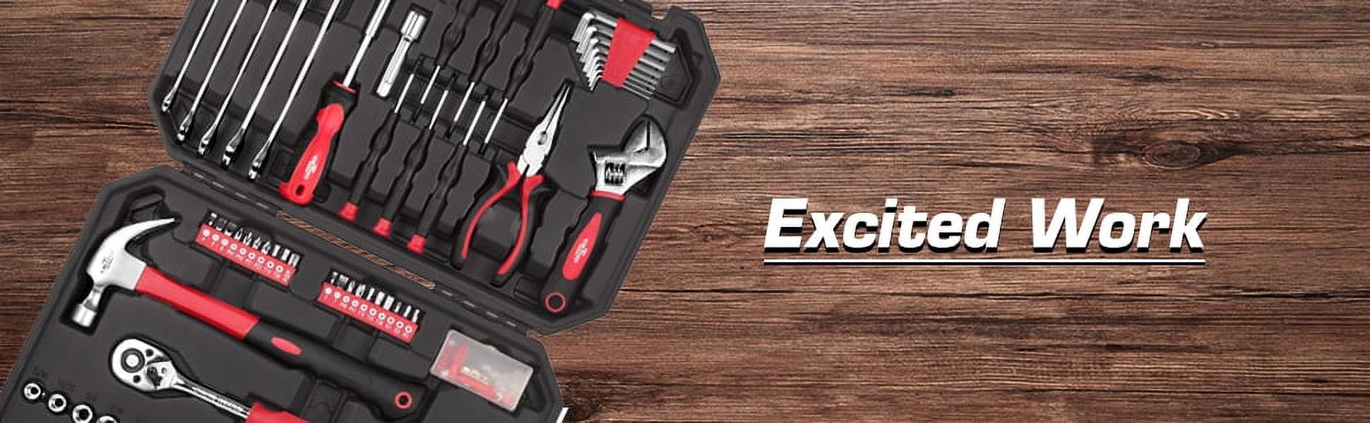 EXCITED WORK 128 Piece Tool Set-General Household Hand Tool Kit, Auto Repair Tool Set, with Plastic Toolbox Storage Case for Men and Women