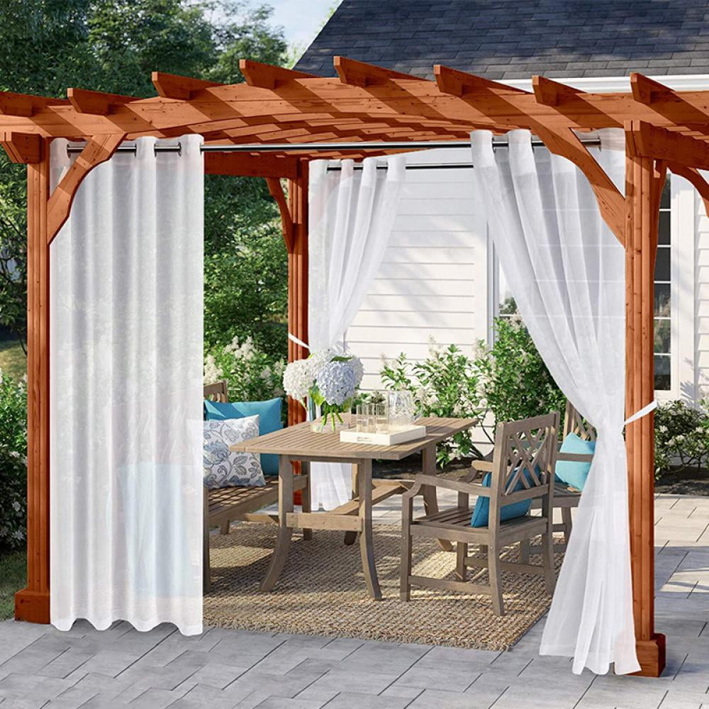 White Front Porch Pergola Sun Filtering Privacy Curtain 54 x 84 inch PureFit Sheer Outdoor Curtains for Patio Waterproof   Weatherproof Fade Resistant Outside Voile Curtains for Gazebo 1 Panel 