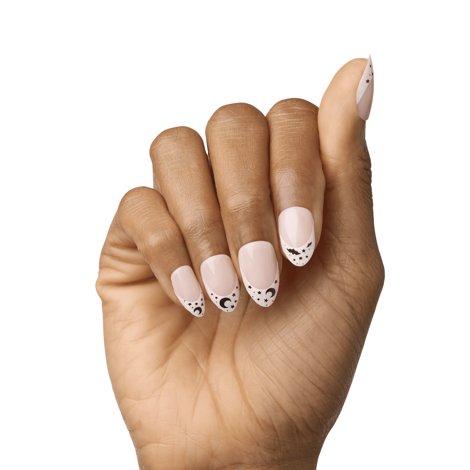 Olive & June Instant Mani Glow in the Dark Medium Almond Press-On Nails, Witching Hour French, 42 Pieces