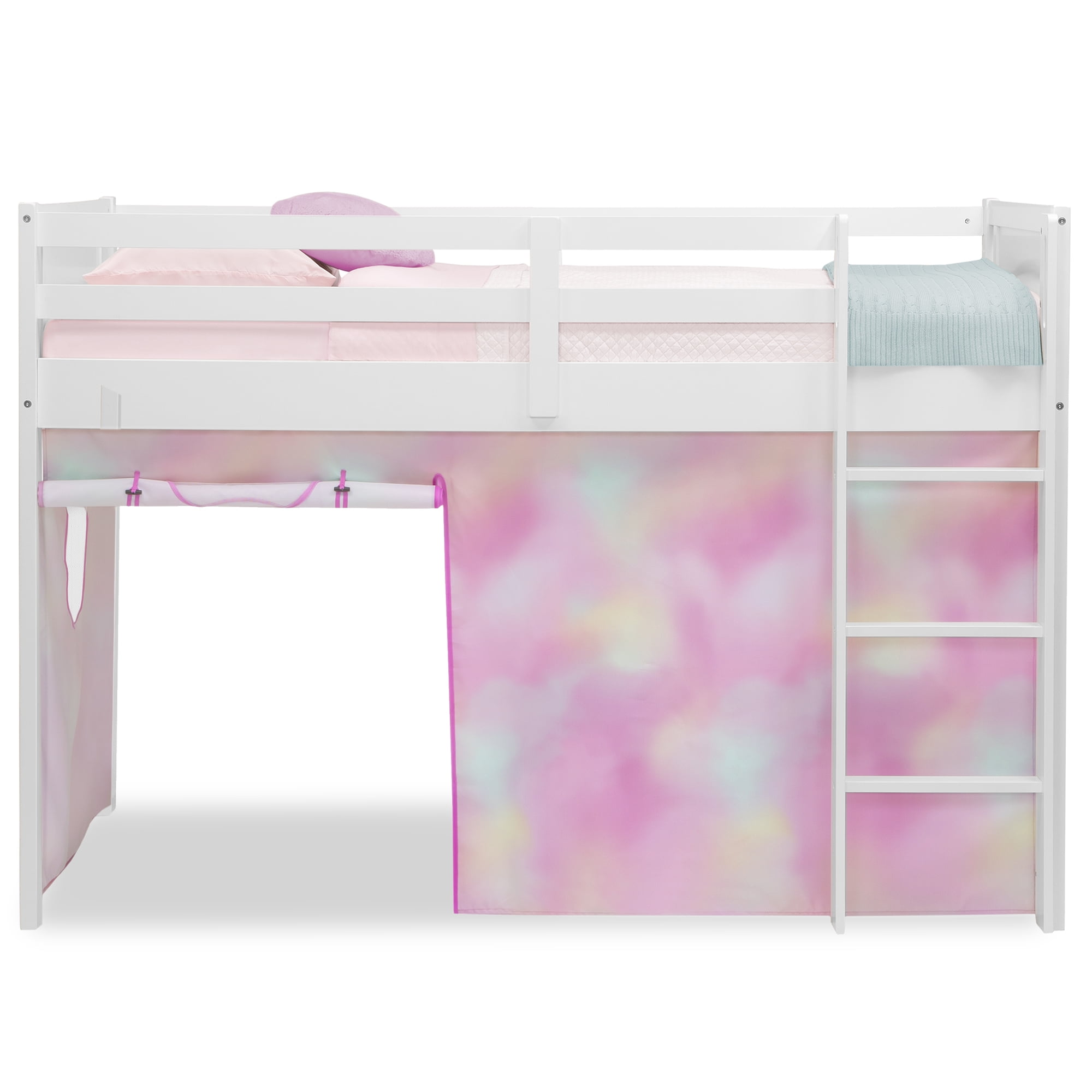 Junior Loft Bed With Slide And Princess Castle Curtains Set DHP