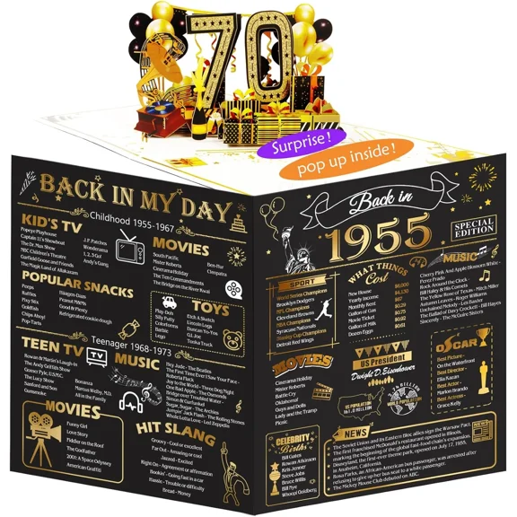 70Th Birthday Card For Men Women, Funny 3D Pop Up 70Th Birthday Gifts For Grandm