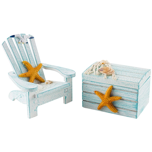 Mediterranean Style Mini Beach Chair Box Shape Bookshelf Display 1 Set 3.9In