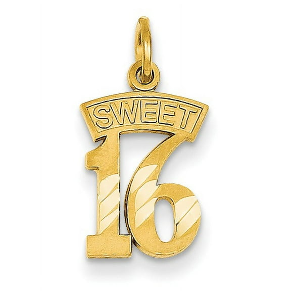 14K Yellow Gold Sweet 16 Charm (20 X 11) Made In United States c1004