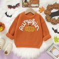 thumbnail image 2 of WEIYLL Girls Fall Tops Festival Sweater Knit Embroidered Pumpkin Letter Outfit Purple Shirts & Blouses 5-6 Years, 2 of 5