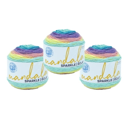 UPC: 0842093125853 | Lion Brand Yarn Mandala Sparkle Serpens Light Acrylic Polyester Multi-color Yarn 3 Pack