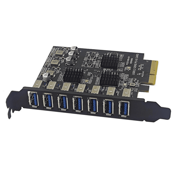 USB3.2 GEN2 10Gbps PCIe Expansion Card TYPE-A PCI-E 4X to 7 Ports USB 3.0 Expansion Adapter Card PCI-E Controller Card