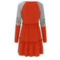thumbnail image 4 of TIHLMK Casual Dress Women Casual Loose Round Neck Leopard Print Patchwork Long Sleeve Pullover Mini Dress Orange, 4 of 5