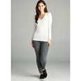 thumbnail image 4 of Essential Basic Women's Junior and Plus Size Vneck Tshirt Long Sleeves Shirt Tee, Large, 3Pk White, HCharcoal, Hgray, 4 of 4