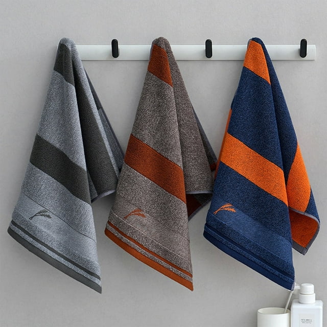 Toalla de baño de algodón para baño | Toallita gruesa y suave absorbente | 1 pieza | 29,1 x 13,3 pulgadas | Toalla de spa facial duradera y de secado rápido | Regalo para el hogar | Azul Gris