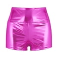 thumbnail image 4 of YONGHS Women's Hot Pants Shiny Metallic Boyshort High Waist Dance Mini Micro Booty Shorts Rose XX-Large, 4 of 7