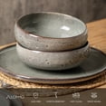 thumbnail image 5 of ALOFMO 12-Piece Sage Green Reactive Glaze Stoneware Dinnerware Set with Subtle Rim, Service for 4, Microwave & Dishwasher Safe, 5 of 9