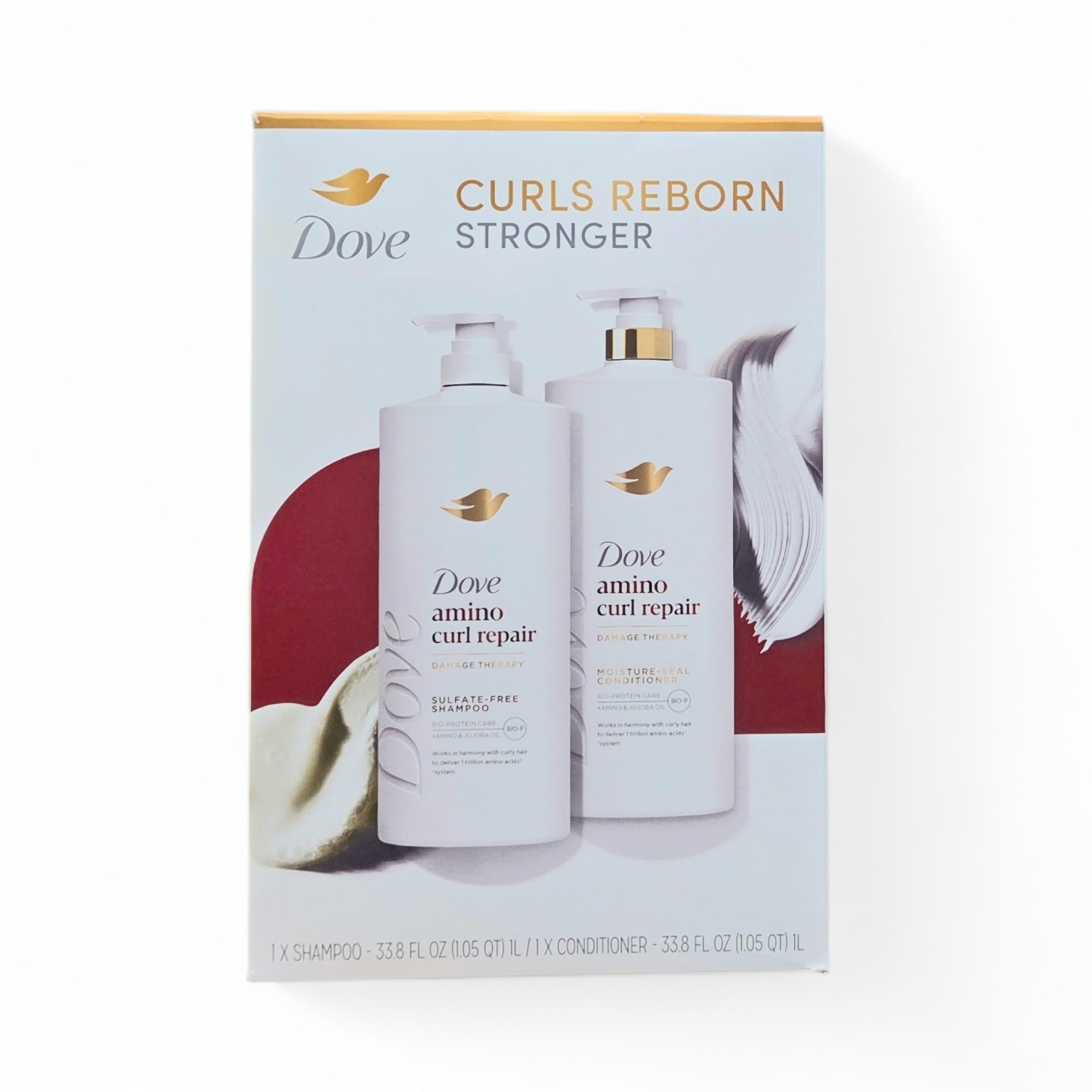 Dove Amino Curl Repair Shampoo & Conditioner Set, Sulfate-Free