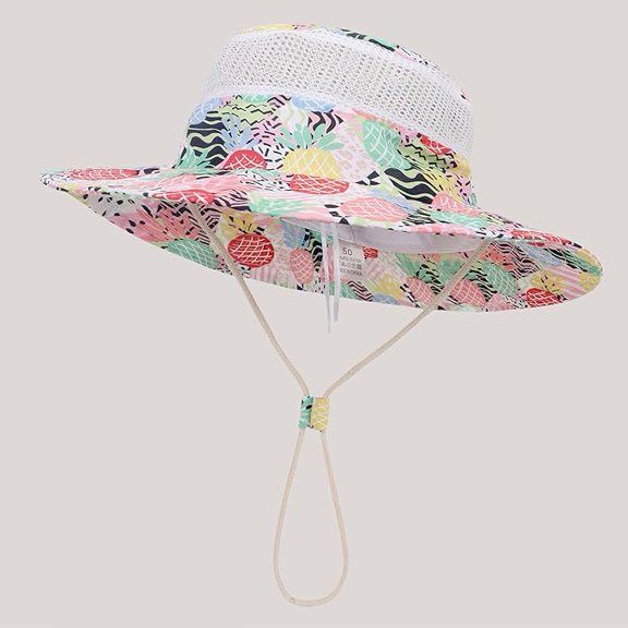 Kids Reversible Bucket Hat with Pineapple Print, for Boys & Girls Packable Fun & Cool Beach UPF 50 Sun Protection Bucket Hat - Ages 2-13 Years