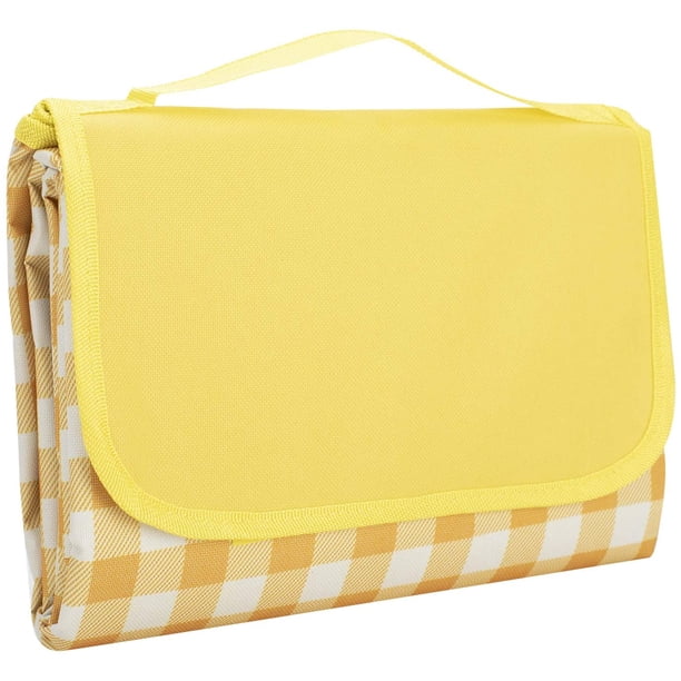 Manta de picnic, estera de picnic, manta impermeable para acampar, estera de viaje plegable, para acampar en la playa con familiares y amigos, amarillo, 145*100 cm brillar Electrónica