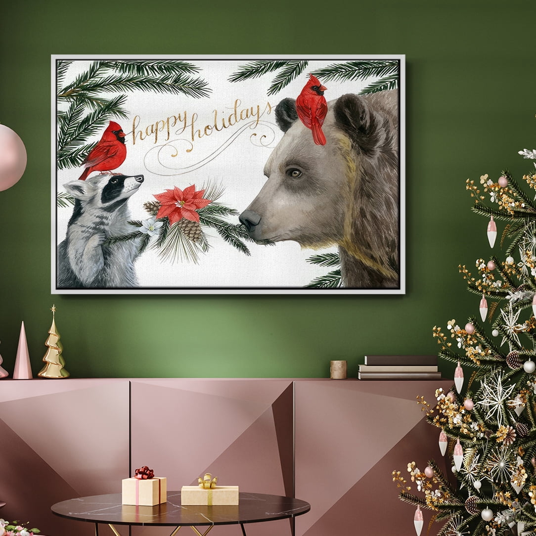 Timberland Christmas Collection A - Framed Gallery Wrapped Holiday Canvas - 17 x 25 - White Frame