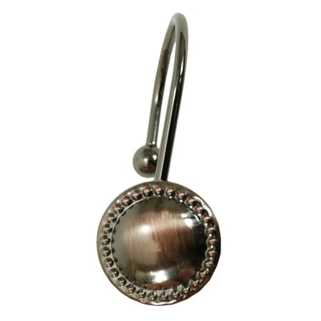Enigma Button Design Shower Curtain Hook Set (Set of 12), Bronze