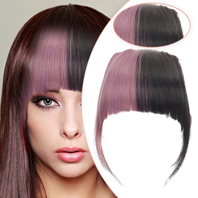 WIFKLSIIPG Perruque Frange pour Femmes Frange avant Tête à Clipser Extension de Cheveux Humains Perruque Frange à Air Favoris Frange Qi Épingle à Cheveux