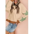 thumbnail image 1 of I AM A FASHION JUNKY Parchment Star Patchwork Exposed Seam Oversized Sweatshirt (Parchment, XL, 65%Polyester+35%Cotton), 1 of 8