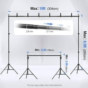 EMART 10x8.5ft Heavy Duty Adjustable Photo Studio Backdrop Stand Kit with Clamps, Sandbags & Carry Bag for Events, Parties, Photography