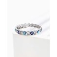thumbnail image 1 of 1pc Cubic Zirconia & Evil Eye Decor Silver Wedding Band, 1 of 4